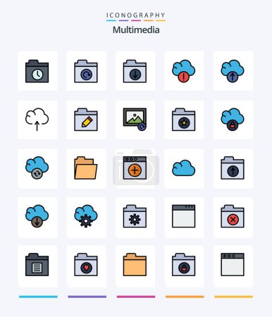 Illustration for Creative Multimedia 25 Line FIlled icon pack  Such As rename. edit. folder. upload. cloud - Royalty Free Image