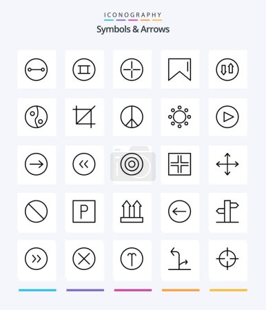 Illustration for Creative Symbols & Arrows 25 OutLine icon pack  Such As peace. freedom. up. tool. screen - Royalty Free Image
