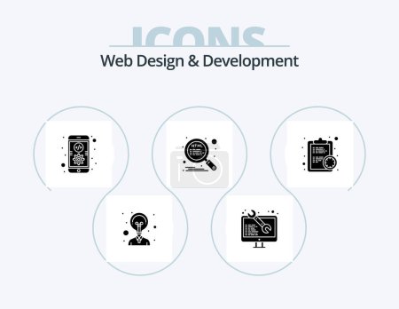 Ilustración de Web Design And Development Glyph Icon Pack 5 Icon Design. deadline. seo. app. search. html - Imagen libre de derechos