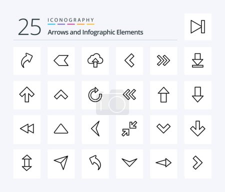 Ilustración de Flecha 25 Paquete de iconos de línea incluyendo amanecer. Cierto. Arriba. flechas. izquierda - Imagen libre de derechos