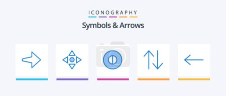 Ilustración de Símbolos y flechas Azul 5 paquete de iconos incluyendo. flecha. izquierda. Diseño de iconos creativos - Imagen libre de derechos