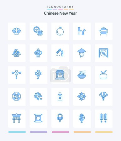 Illustration for Creative Chinese New Year 25 Blue icon pack  Such As fruit. chinese. chinese. china. tea - Royalty Free Image