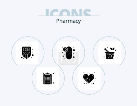 Illustration for Pharmacy Glyph Icon Pack 5 Icon Design. medicine. medications. level. medical pills. capsule - Royalty Free Image