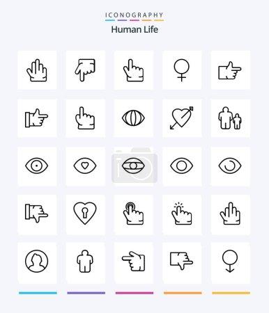 Ilustración de Creative Human 25 OutLine icon pack  Such As face. touch. sign. point. finger - Imagen libre de derechos