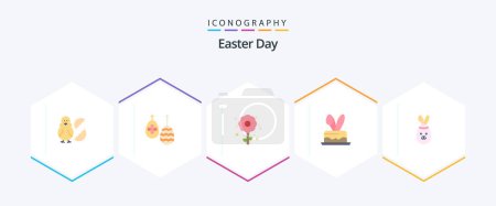 Téléchargez les illustrations : Easter 25 Flat icon pack including robbit. easter. food. egg. holiday - en licence libre de droit
