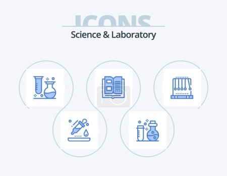 Illustration for Science Blue Icon Pack 5 Icon Design. gravity. knowledge. chemistry. information. tube - Royalty Free Image