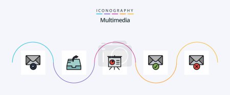Ilustración de Paquete de iconos plano lleno de línea multimedia 5 incluyendo. presentación. Mensaje. suprimir - Imagen libre de derechos