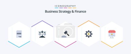 Illustration for Business Strategy And Finance 25 Flat icon pack including online. services. court. dollar. wheel - Royalty Free Image
