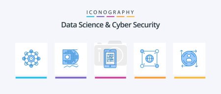 Illustration for Data Science And Cyber Security Blue 5 Icon Pack Including user. world. mobile. global. elearning. Creative Icons Design - Royalty Free Image