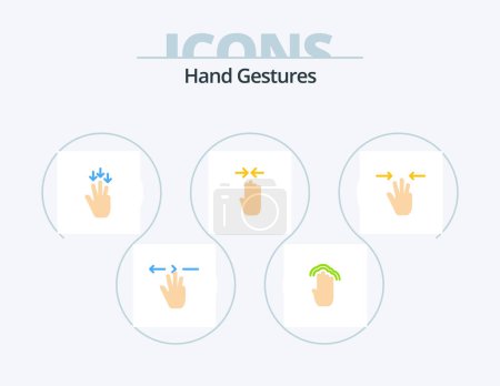 Illustration for Hand Gestures Flat Icon Pack 5 Icon Design. . interface. gestures. gestures. fingers - Royalty Free Image