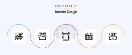 Téléchargez les illustrations : Interior Design Line 5 Icon Pack Including sleep. child. sleep. bed. furniture - en licence libre de droit