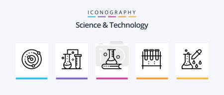 Illustration for Science And Technology Line 5 Icon Pack Including engineering. applied science. work management. test. chemistry. Creative Icons Design - Royalty Free Image
