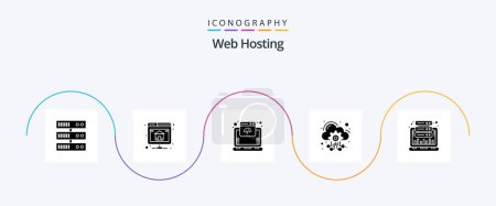 Téléchargez les illustrations : Web Hosting Glyph 5 Icon Pack Including graph. services. cloud. hosting server. cloud - en licence libre de droit