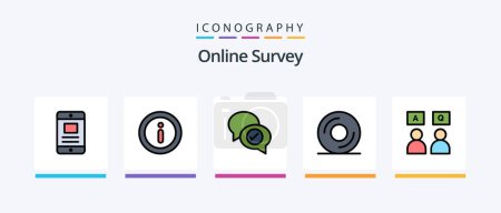 Illustration for Online Survey Line Filled 5 Icon Pack Including . mail . business .. Creative Icons Design - Royalty Free Image