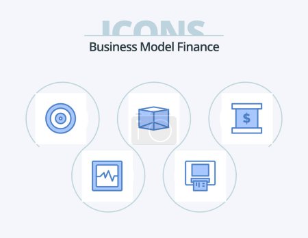 Illustration for Finance Blue Icon Pack 5 Icon Design. . target. . finance - Royalty Free Image