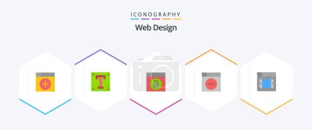 Téléchargez les illustrations : Web Design 25 Pack d'icônes plates incluant minimiser. design. programme. web. serrure - en licence libre de droit