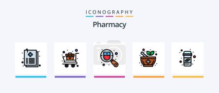 Illustration for Pharmacy Line Filled 5 Icon Pack Including emergency call. contact. pharmacy. call. bandage. Creative Icons Design - Royalty Free Image