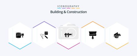 Illustration for Building And Construction 25 Glyph icon pack including tool. paint. industry. brush. repair - Royalty Free Image