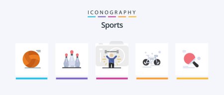 Ilustración de Sports Flat 5 Icon Pack Incluido el deporte. Ciclo. Deporte. bicicleta. peso. Diseño de iconos creativos - Imagen libre de derechos