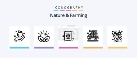 Illustration for Nature And Farming Line 5 Icon Pack Including farm. agriculture. agriculture. apple. farming. Creative Icons Design - Royalty Free Image