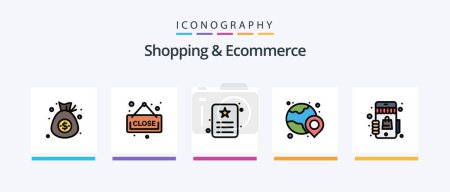 Illustration for Shopping and Ecommerce Line Filled 5 Icon Pack Including track list. shopping list. wish list. memo. paper. Creative Icons Design - Royalty Free Image