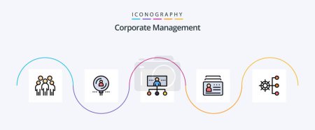 Ilustración de Corporate Management Line Filled Flat 5 Icon Pack Including document. badge. professional. organization. leadership - Imagen libre de derechos