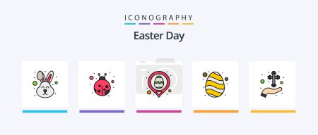 Illustration for Easter Line Filled 5 Icon Pack Including spring. candles. calendar. cross. celebration. Creative Icons Design - Royalty Free Image