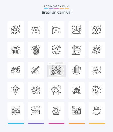 Illustration for Creative Brazilian Carnival 25 OutLine icon pack  Such As soccer. ball. costume. tshirt. country - Royalty Free Image
