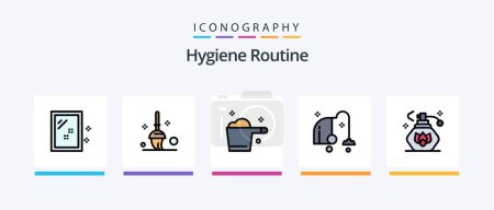 Illustration for Hygiene Routine Line Filled 5 Icon Pack Including . clock. bedroom. time. cleaning. Creative Icons Design - Royalty Free Image