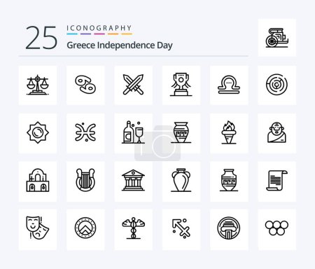 Illustration for Greece Independence Day 25 Line icon pack including circle. zodiac. ireland. libra. ireland - Royalty Free Image
