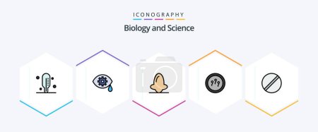 Illustration for Biology 25 FilledLine icon pack including research. chemistry. medicine. biology. chemistry - Royalty Free Image