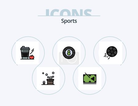 Ilustración de Línea de deportes llenado Icon Pack 5 Icon Design. juego. Cadillac. bola de billar. Bolsa. bebida - Imagen libre de derechos