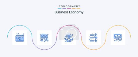 Téléchargez les illustrations : Economy Blue 5 Icon Pack Including business. market. income. economy. independence - en licence libre de droit