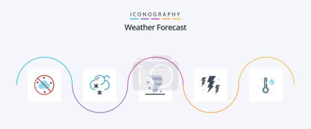 Téléchargez les illustrations : Pack d'icônes Weather Flat 5 Y compris météo. pluie. climat. le temps. énergie - en licence libre de droit