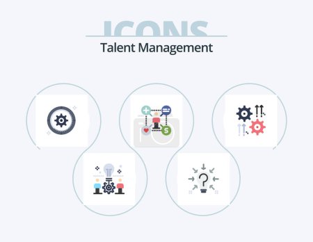 Téléchargez les illustrations : Talent Management Flat Icon Pack 5 Icon Design. Genre. utilisateur. solution. Cible. rouage - en licence libre de droit