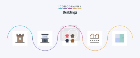 Illustration for Buildings Flat 5 Icon Pack Including housing. estate. property. real. houses - Royalty Free Image
