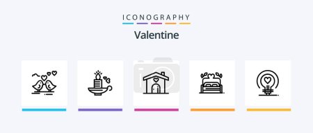 Illustration for Valentine Line 5 Icon Pack Including love. wedding. book. heart. tower. Creative Icons Design - Royalty Free Image