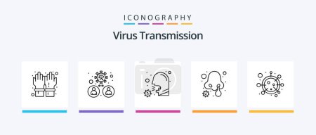 Illustration for Virus Transmission Line 5 Icon Pack Including mask. shield. cold. safety. medical. Creative Icons Design - Royalty Free Image