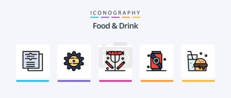 Illustration for Food And Drink Line Filled 5 Icon Pack Including food. drink. vegetable. can. cook. Creative Icons Design - Royalty Free Image