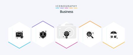 Illustration for Business 25 Glyph icon pack including graph. growth. employee insurance. analysis. money - Royalty Free Image