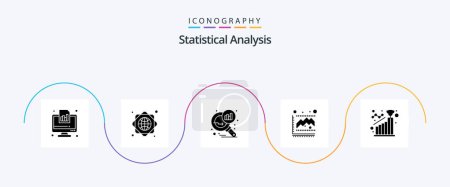 Illustration for Statistical Analysis Glyph 5 Icon Pack Including achievement. statistics. data analyzing. growth. diagram - Royalty Free Image