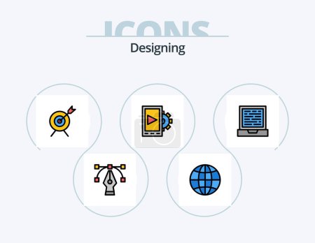 Ilustración de Designing Line Filled Icon Pack 5 Icon Design. . internet. setting. globe. document - Imagen libre de derechos