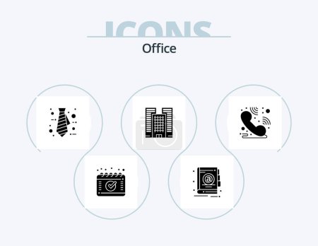 Ilustración de Oficina Glyph Icon Pack 5 Diseño de iconos. .. .. Corbata. Línea directa. centro de llamadas - Imagen libre de derechos