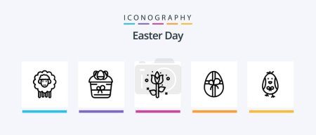Téléchargez les illustrations : Easter Line 5 Icon Pack Including decoration. date. egg. easter. calender. Creative Icons Design - en licence libre de droit