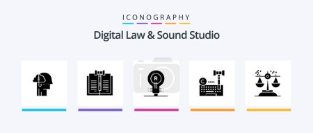 Ilustración de Digital Law And Sound Studio Glyph 5 Icon Pack Including internet. copyright. law. logo. genuine. Creative Icons Design - Imagen libre de derechos