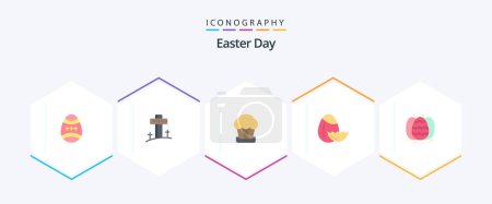 Ilustración de Pascua 25 Paquete de iconos plano incluyendo robbit. Huevo. Pastel. Pascua. huevo - Imagen libre de derechos