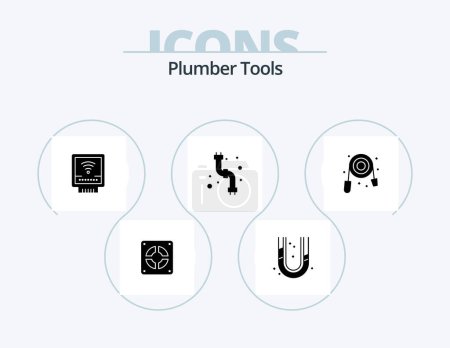 Illustration for Plumber Glyph Icon Pack 5 Icon Design. . plumbing. mechanical. plumber. hose - Royalty Free Image