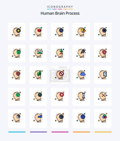 Illustration for Creative Human Brain Process 25 Line FIlled icon pack  Such As head. analysis. human. thinking. human - Royalty Free Image