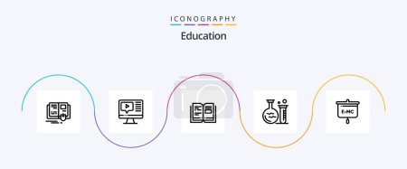 Illustration for Education Line 5 Icon Pack Including education. education. book. lab. tube - Royalty Free Image
