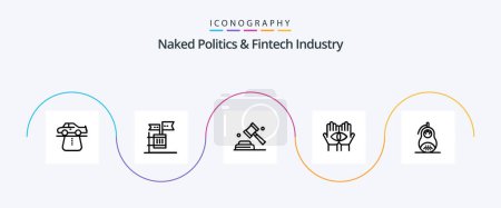 Ilustración de Naked Politics And Fintech Industry Line 5 Icon Pack Incluye misterio. destino. Basura. conspiración. campaña - Imagen libre de derechos